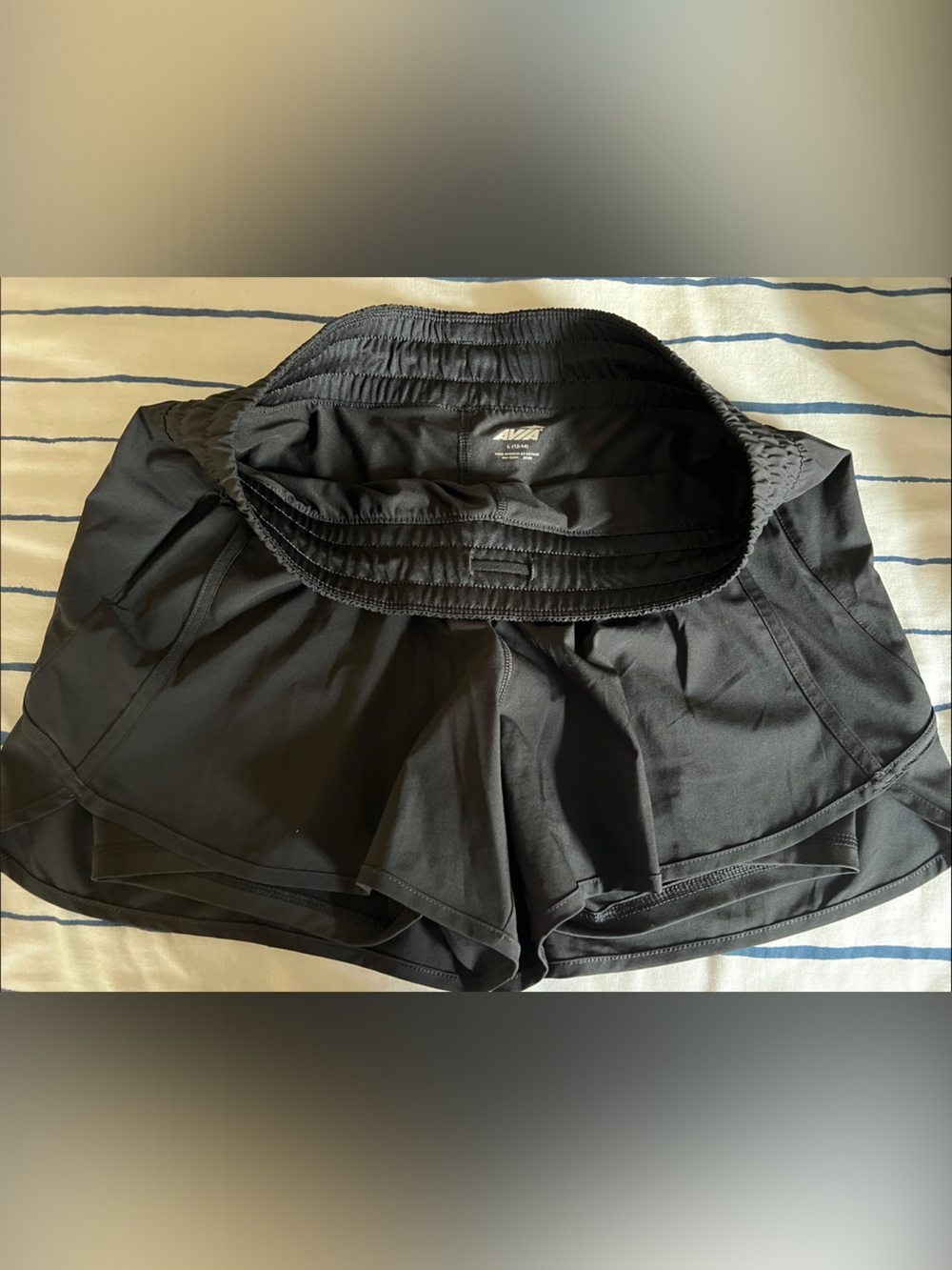 Avia Womens Black 2-in-1 Running Shorts Built-in Liner L 12-14